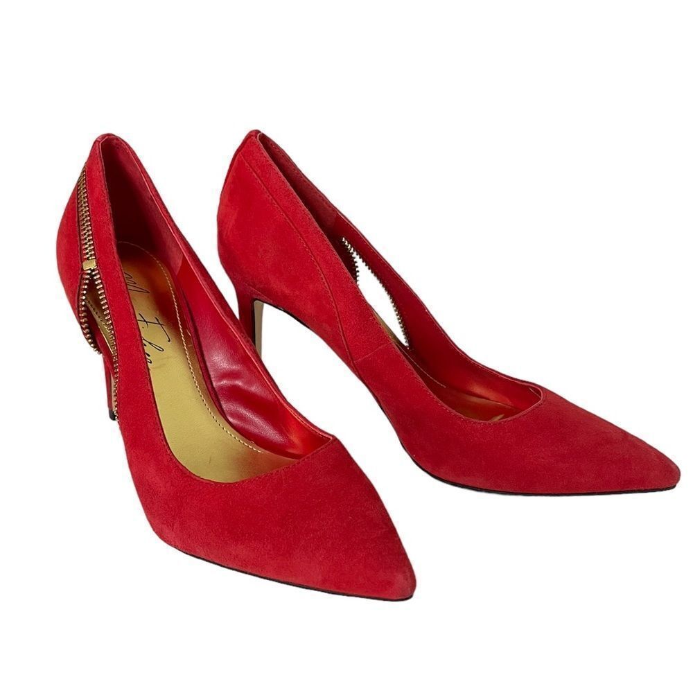 Marc Fisher Red Zipper Heels Pointed Toe Size 7M